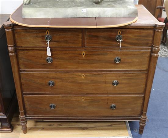 A Regency mahogany straight front chest, fitted two short and three long drawers W.113cm